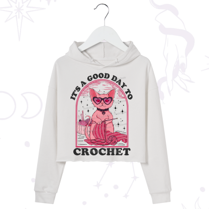 Purplehecate It's A Good Day To Crochet Crop Hoodie