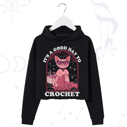 Purplehecate It's A Good Day To Crochet Crop Hoodie