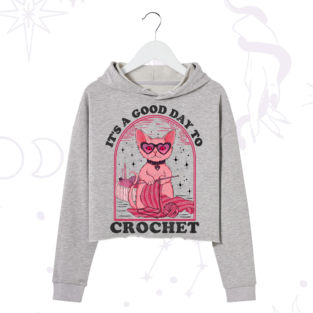 Purplehecate It's A Good Day To Crochet Crop Hoodie