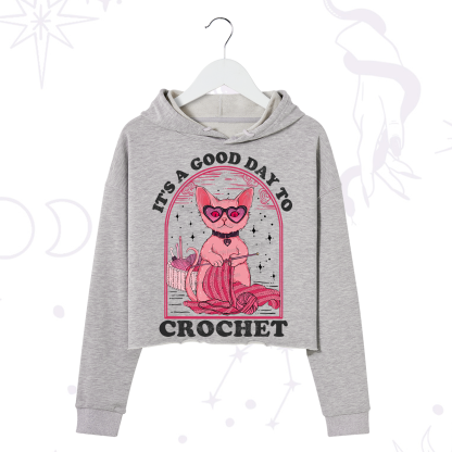 Purplehecate It's A Good Day To Crochet Crop Hoodie