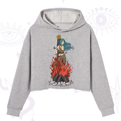 Purplehecate Witchy Woman Burned at the Stake Crop Hoodie