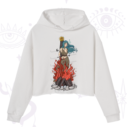 Purplehecate Witchy Woman Burned at the Stake Crop Hoodie