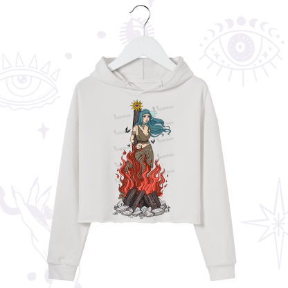 Purplehecate Witchy Woman Burned at the Stake Crop Hoodie