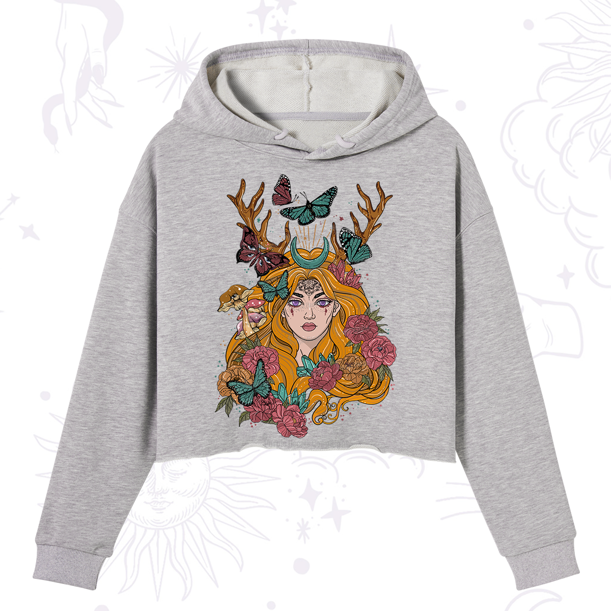 Purplehecate Butterfly Flutter Crop Hoodie