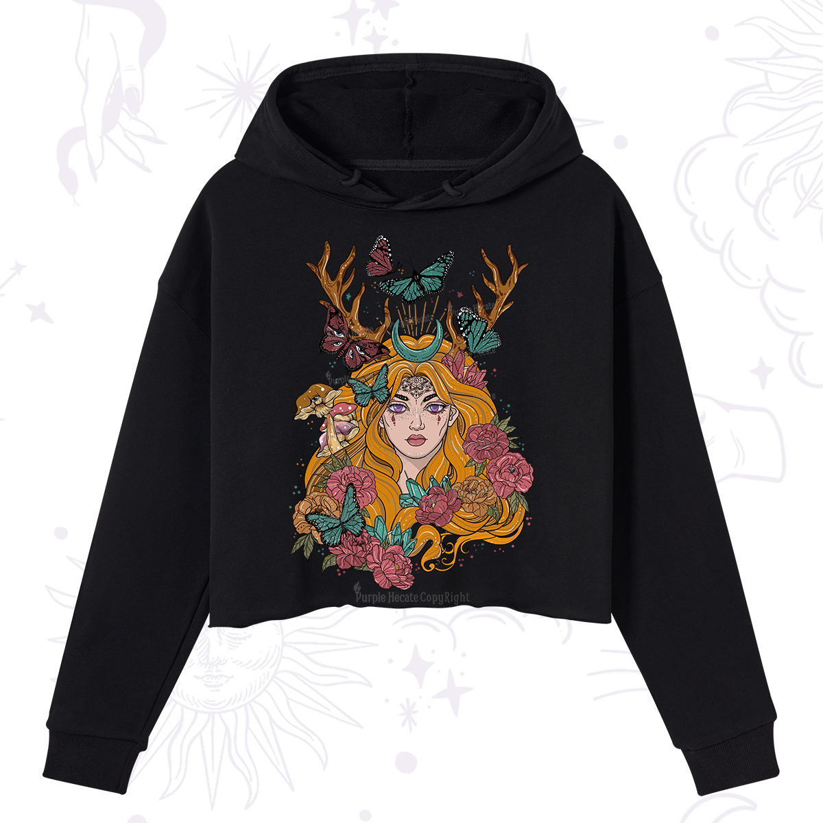 Purplehecate Butterfly Flutter Crop Hoodie