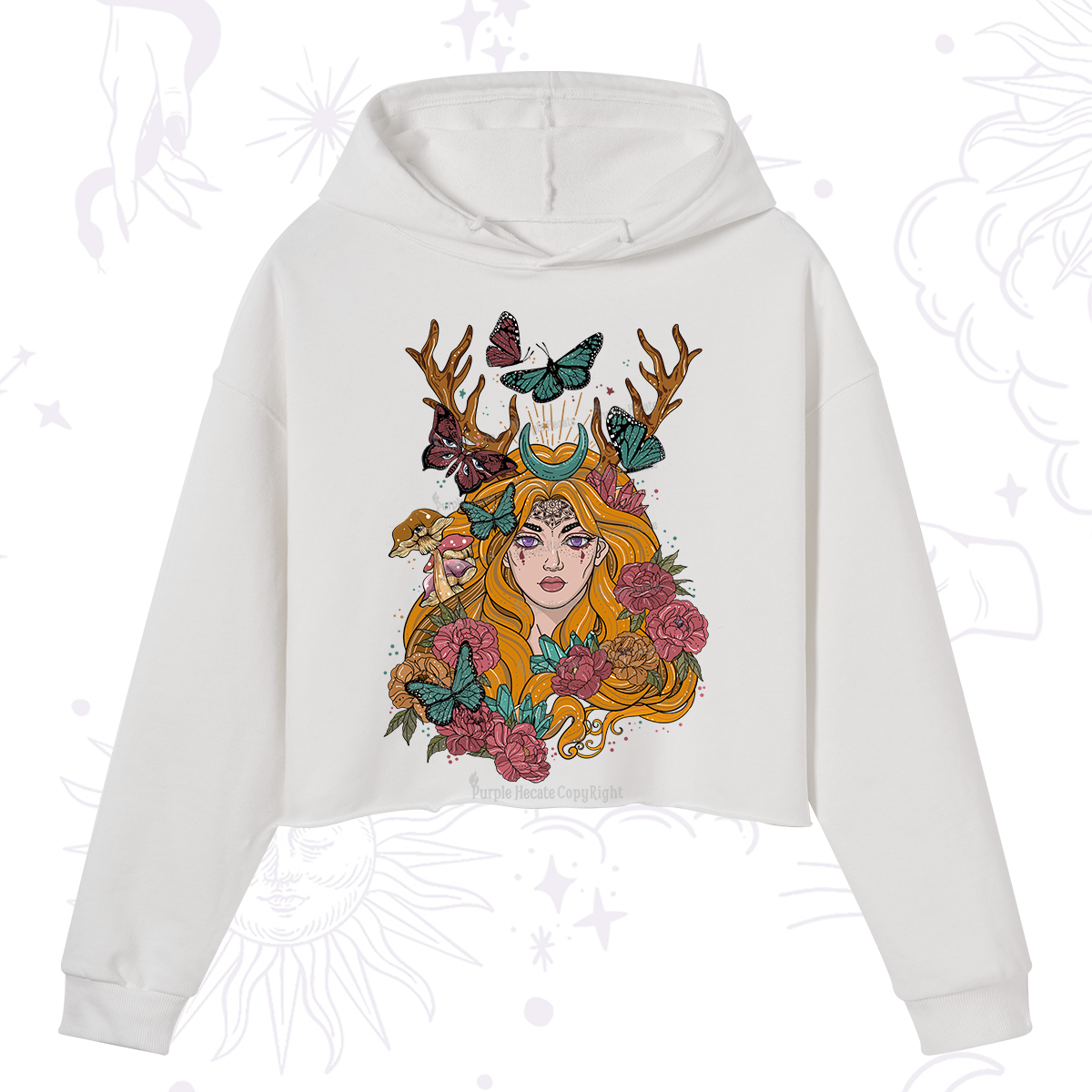 Purplehecate Butterfly Flutter Crop Hoodie