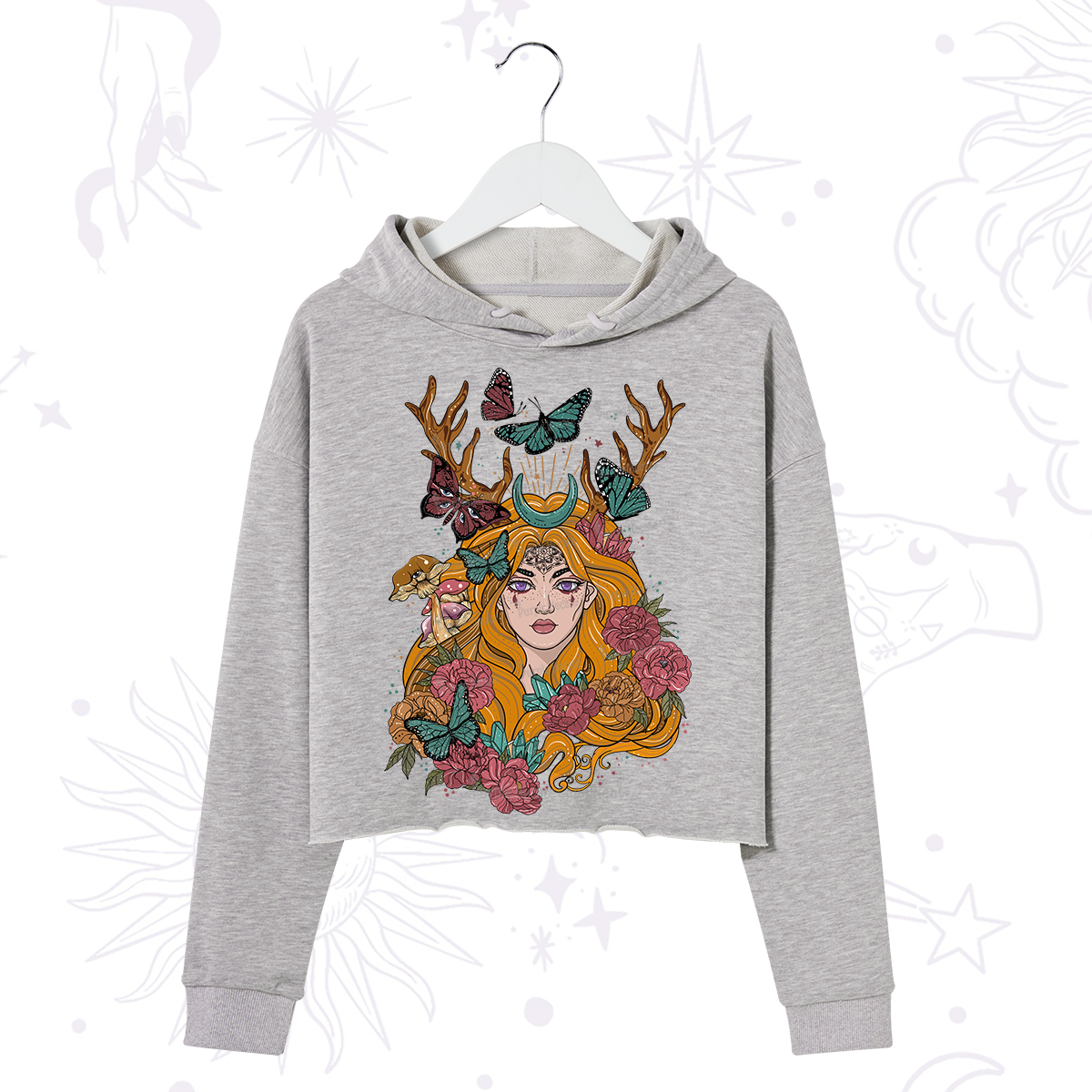 Purplehecate Butterfly Flutter Crop Hoodie