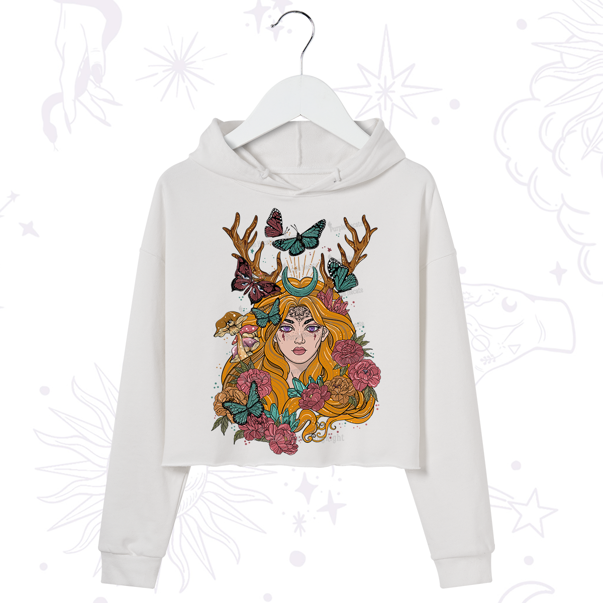 Purplehecate Butterfly Flutter Crop Hoodie
