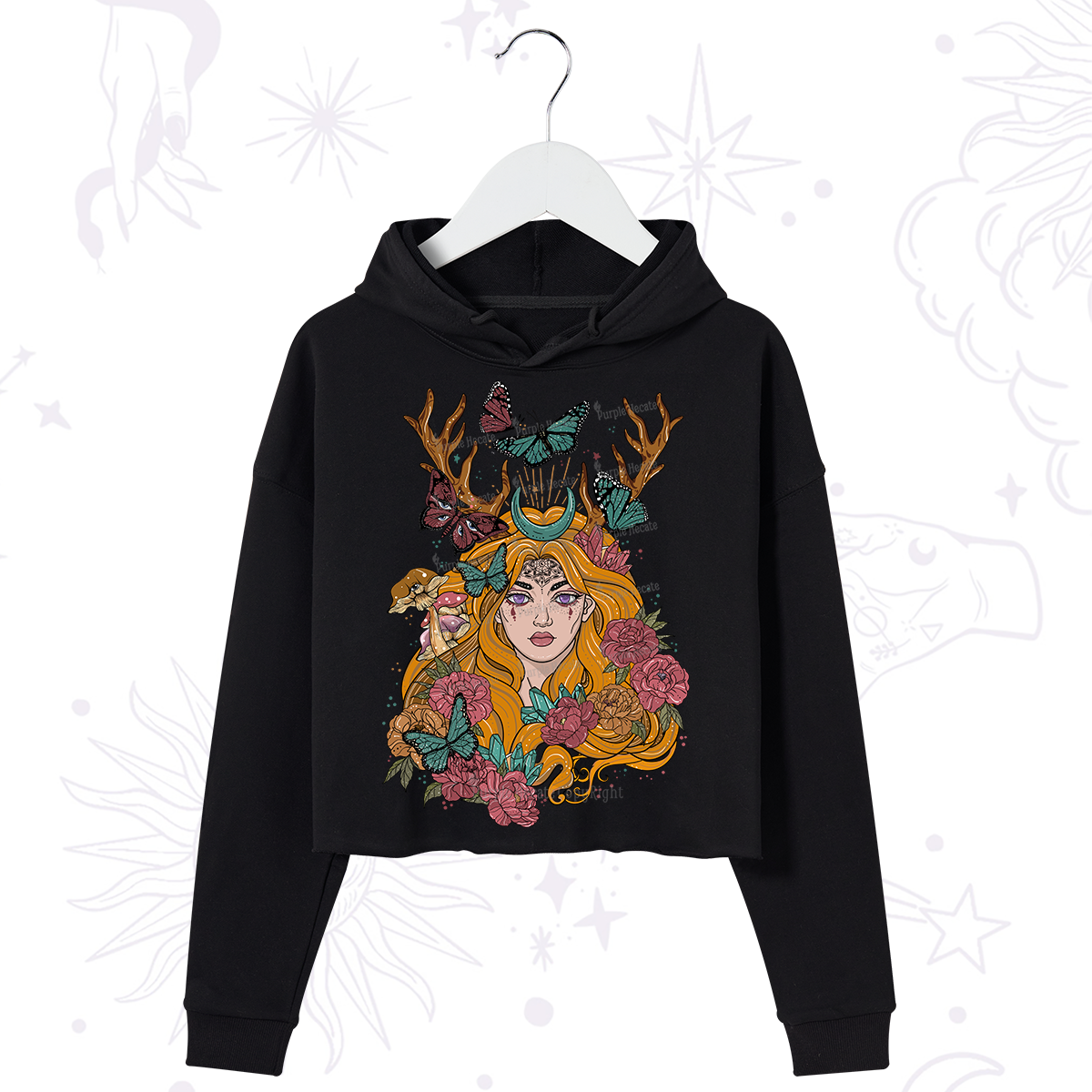 Purplehecate Butterfly Flutter Crop Hoodie