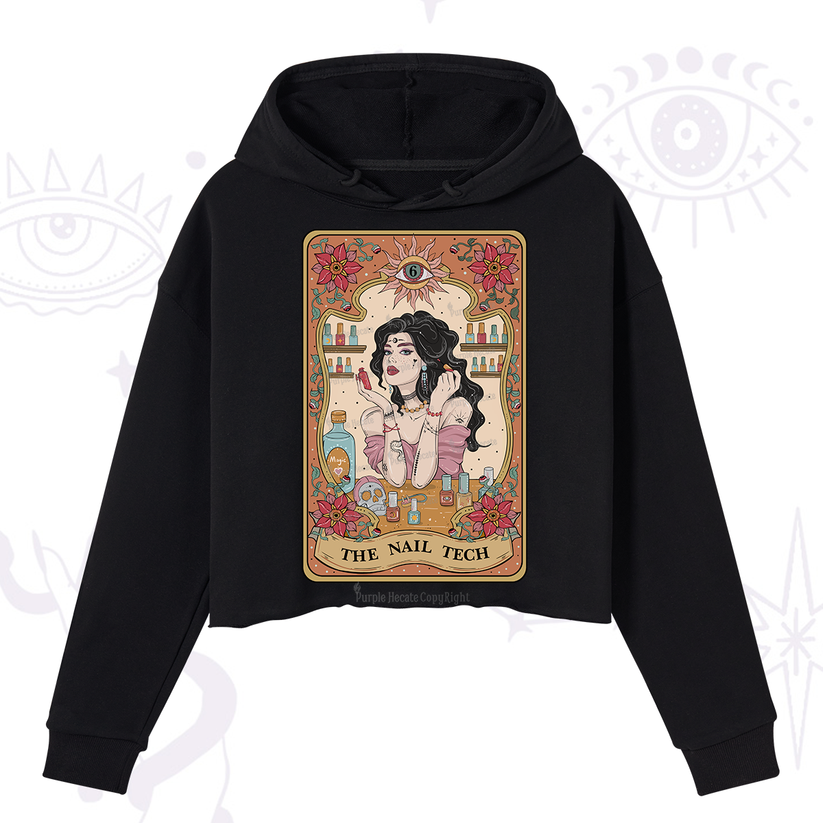 Purplehecate The Nail Tech Tarot Crop Hoodie