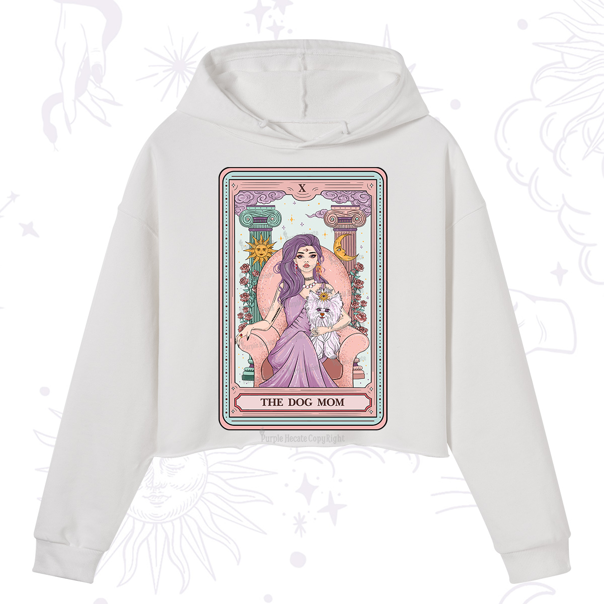 Purplehecate The Cute Dog Mom Tarot Card Crop Hoodie