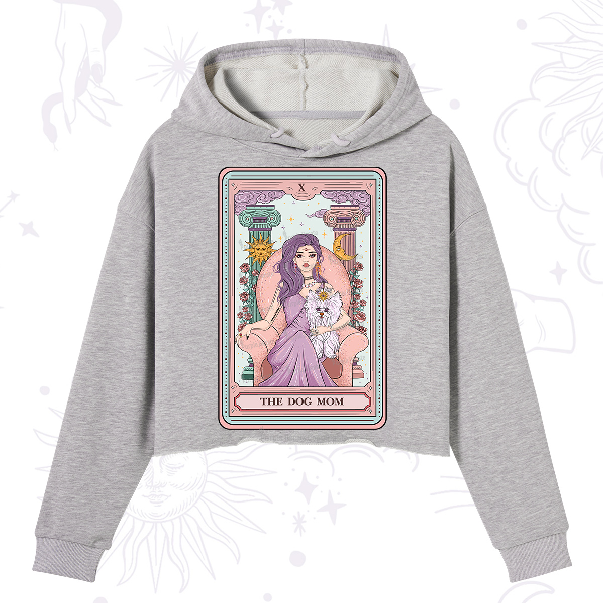 Purplehecate The Cute Dog Mom Tarot Card Crop Hoodie