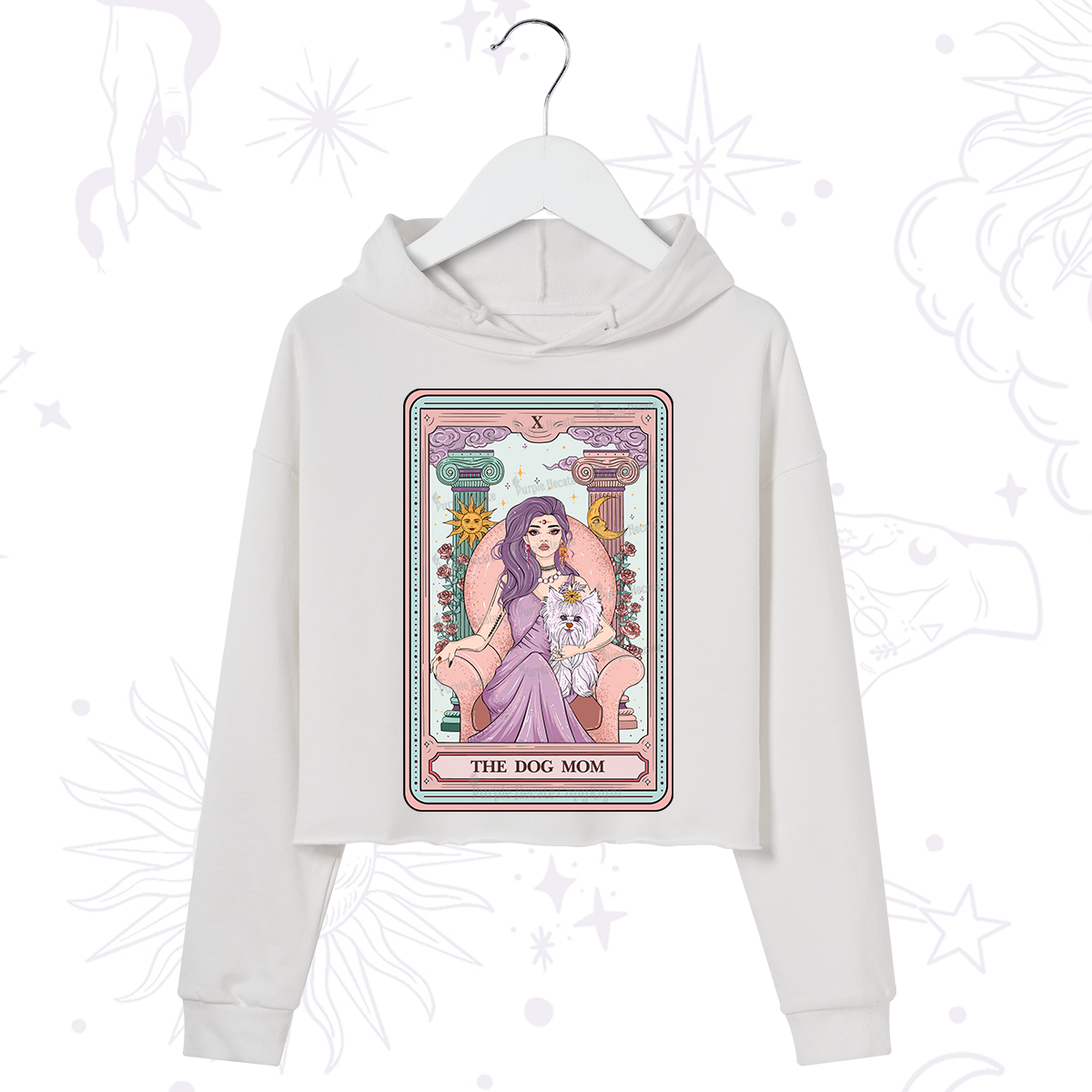 Purplehecate The Cute Dog Mom Tarot Card Crop Hoodie