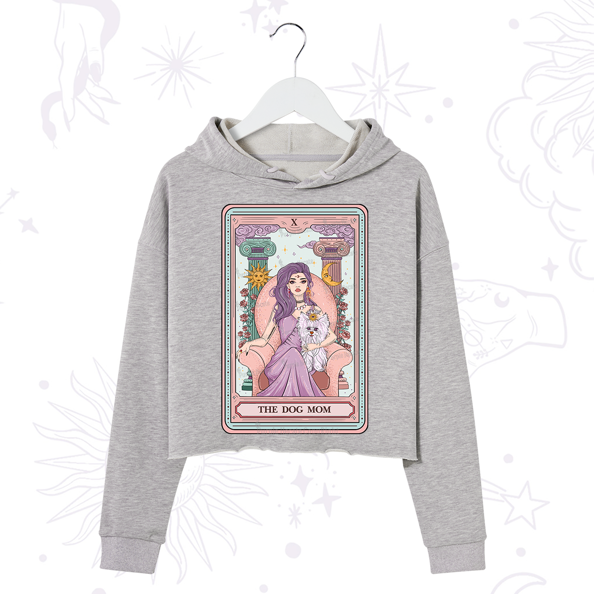 Purplehecate The Cute Dog Mom Tarot Card Crop Hoodie