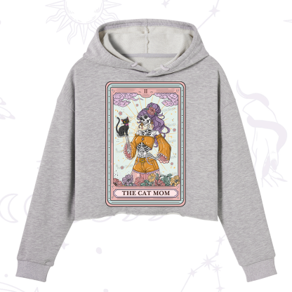 Purplehecate The Skeleton Cat Mom Tarot Card Crop Hoodie