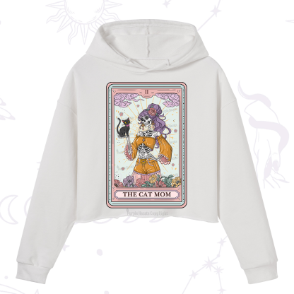 Purplehecate The Skeleton Cat Mom Tarot Card Crop Hoodie