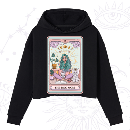 Purplehecate The Divine Dog Mom Tarot Card Crop Hoodie