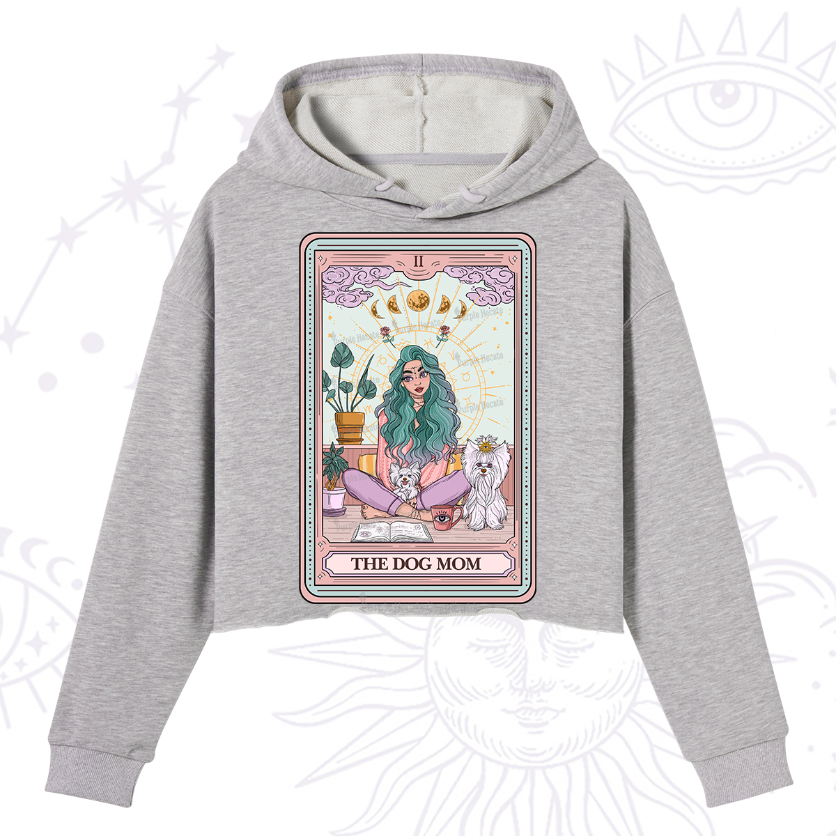 Purplehecate The Divine Dog Mom Tarot Card Crop Hoodie