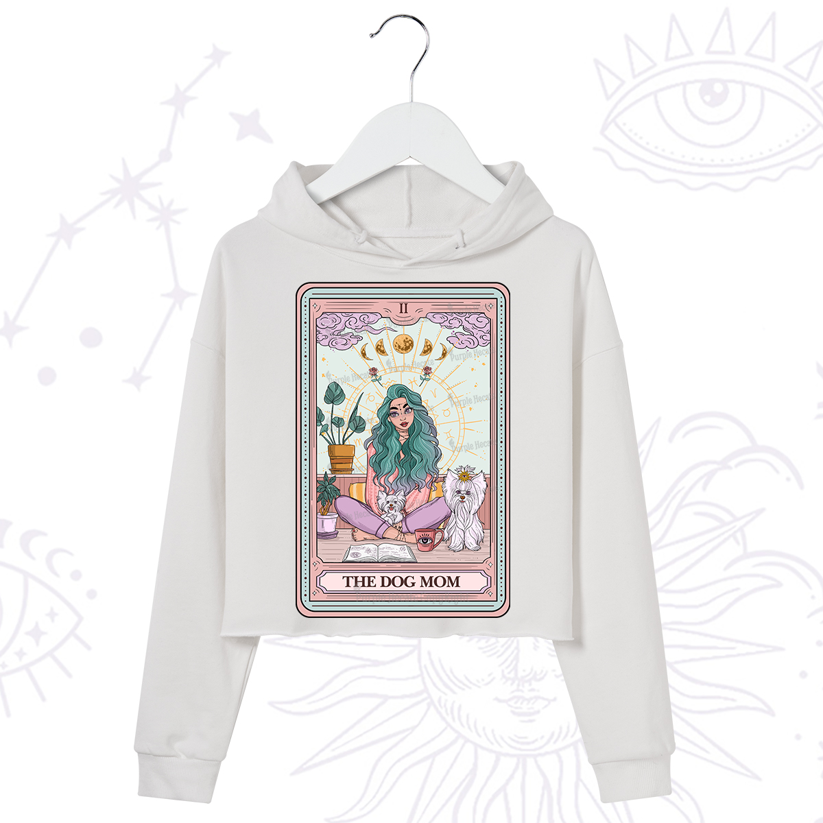 Purplehecate The Divine Dog Mom Tarot Card Crop Hoodie