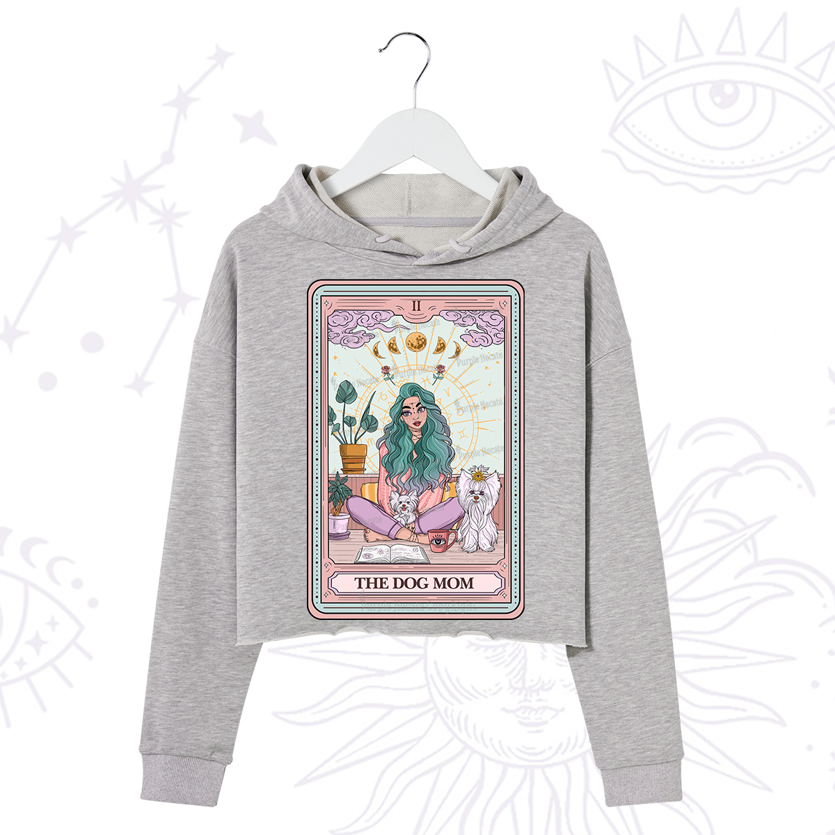 Purplehecate The Divine Dog Mom Tarot Card Crop Hoodie