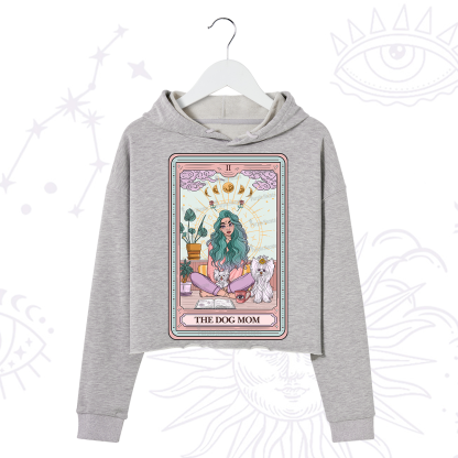 Purplehecate The Divine Dog Mom Tarot Card Crop Hoodie