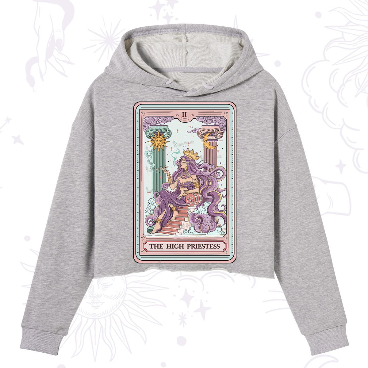 Purplehecate The Goddess High Priestess Tarot Card Crop Hoodie