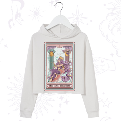 Purplehecate The Goddess High Priestess Tarot Card Crop Hoodie
