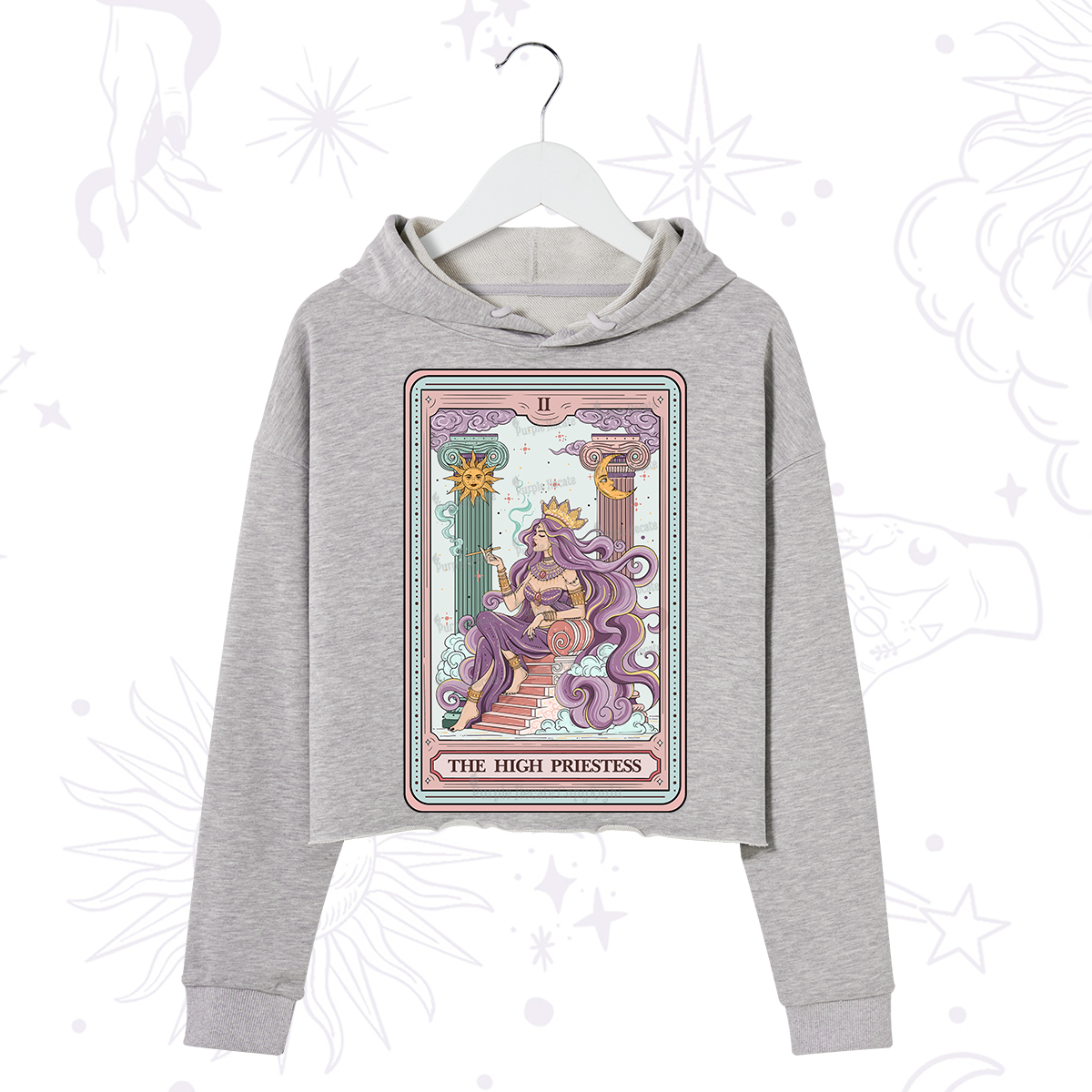Purplehecate The Goddess High Priestess Tarot Card Crop Hoodie