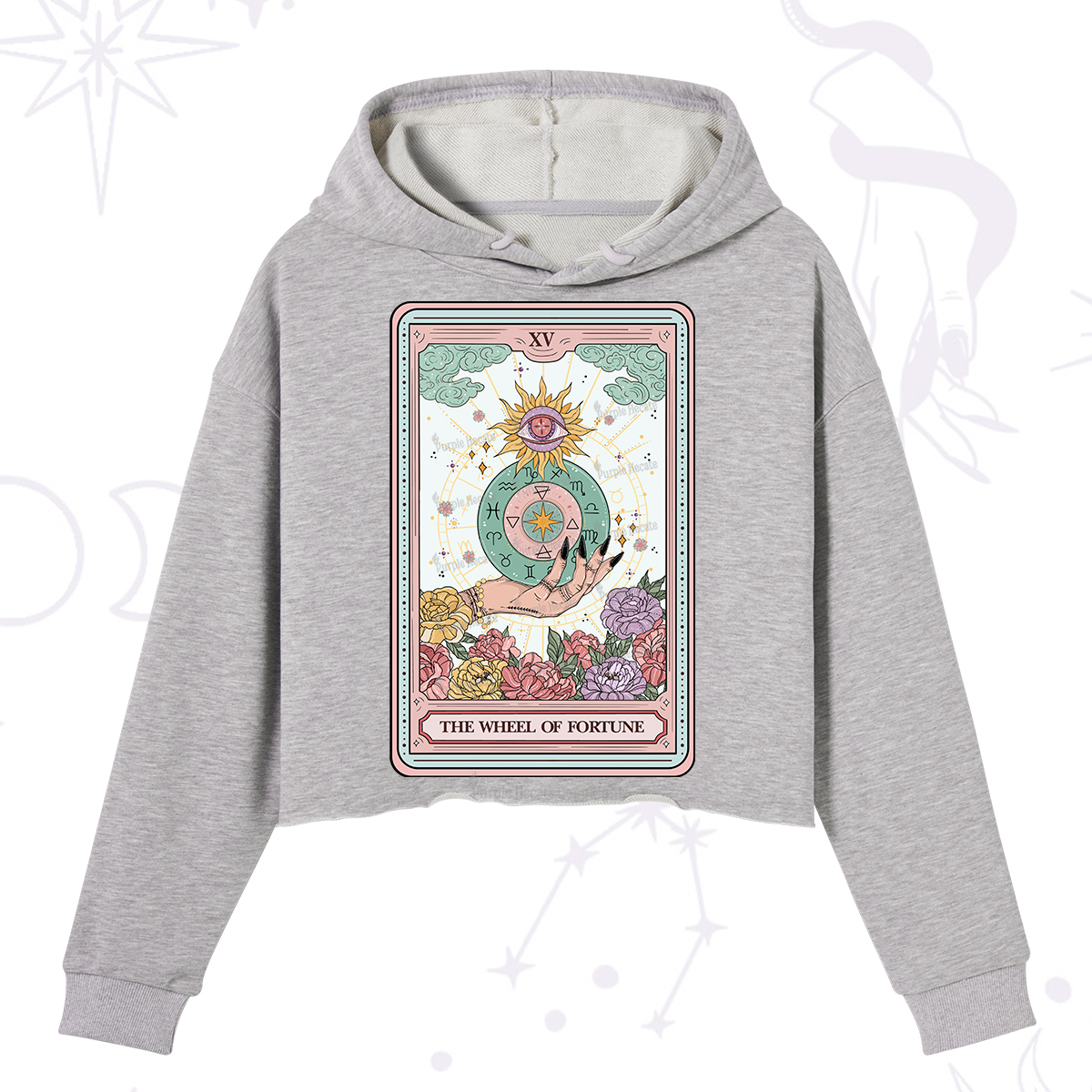 Purplehecate The Wheel of Fortune Tarot Card Crop Hoodie