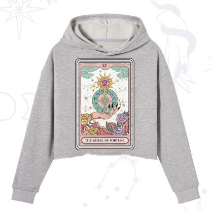 Purplehecate The Wheel of Fortune Tarot Card Crop Hoodie