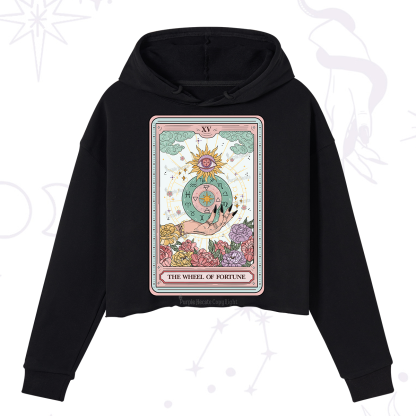 Purplehecate The Wheel of Fortune Tarot Card Crop Hoodie