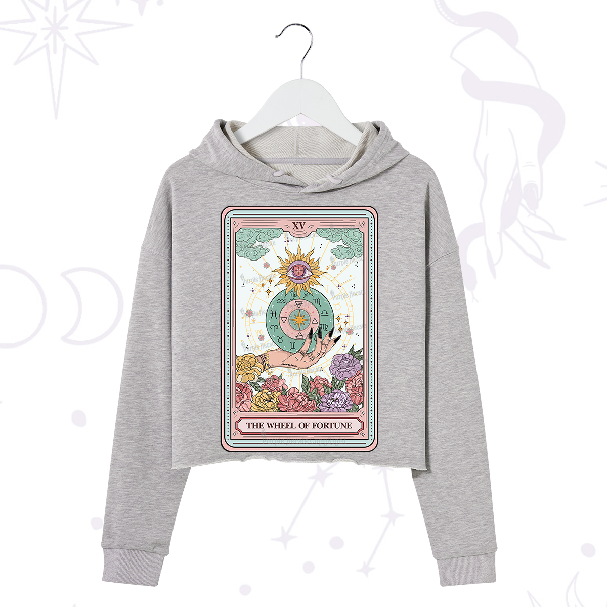 Purplehecate The Wheel of Fortune Tarot Card Crop Hoodie