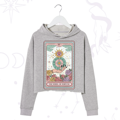 Purplehecate The Wheel of Fortune Tarot Card Crop Hoodie