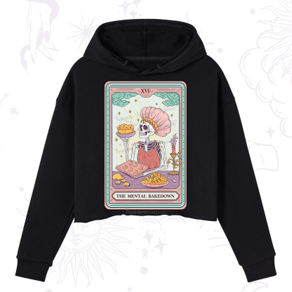 Purplehecate The Mental Bake Down Skeleton Tarot Card Crop Hoodie