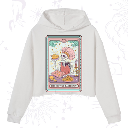 Purplehecate The Mental Bake Down Skeleton Tarot Card Crop Hoodie