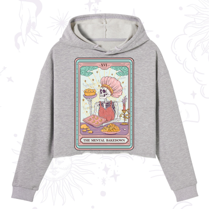 Purplehecate The Mental Bake Down Skeleton Tarot Card Crop Hoodie