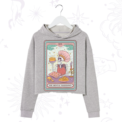 Purplehecate The Mental Bake Down Skeleton Tarot Card Crop Hoodie