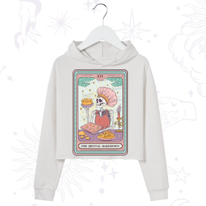Purplehecate The Mental Bake Down Skeleton Tarot Card Crop Hoodie