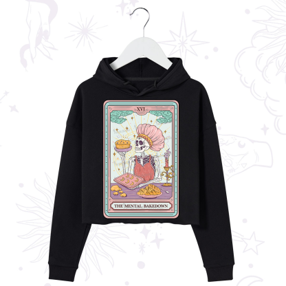 Purplehecate The Mental Bake Down Skeleton Tarot Card Crop Hoodie