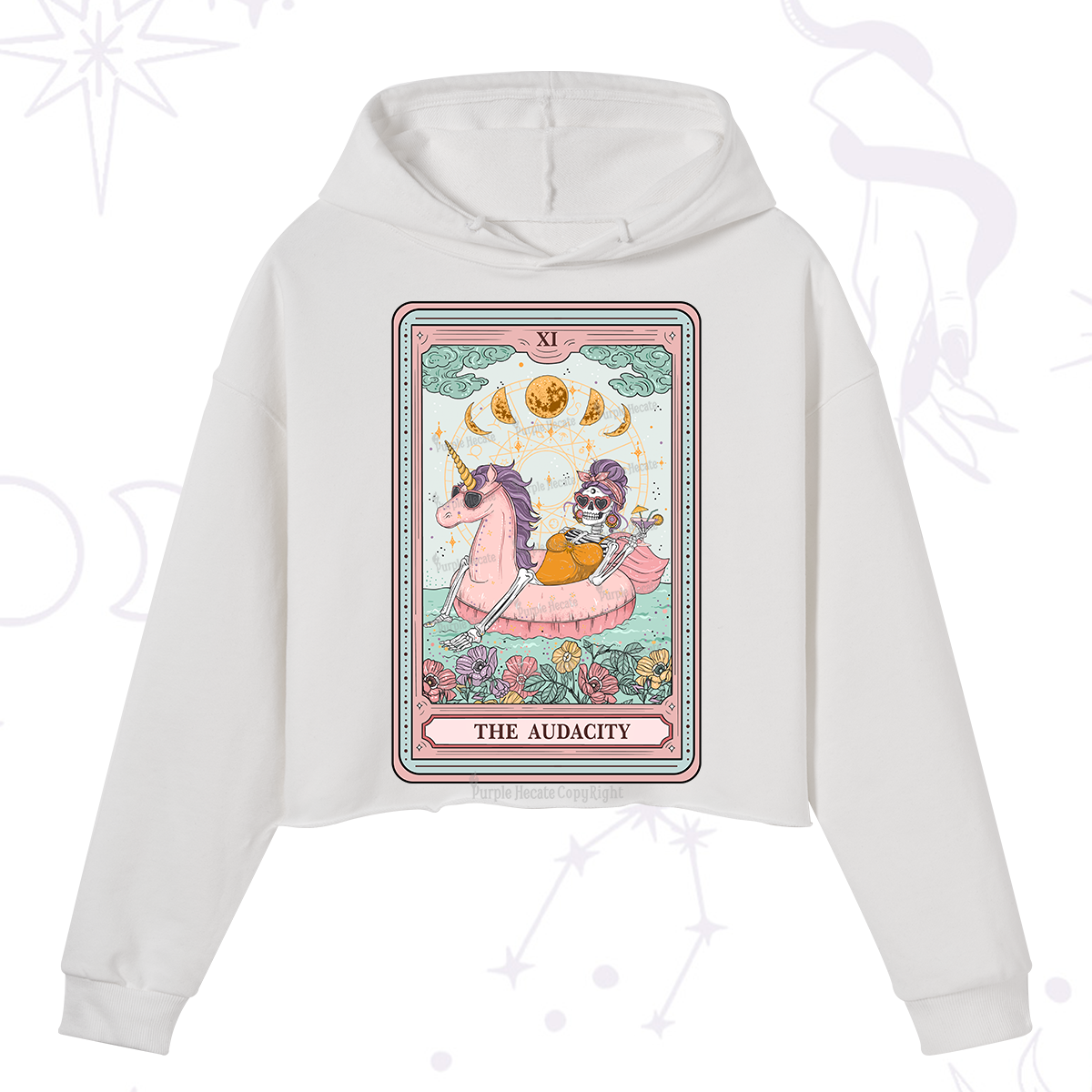 Purplehecate The Audacity Skeleton Tarot Card Crop Hoodie