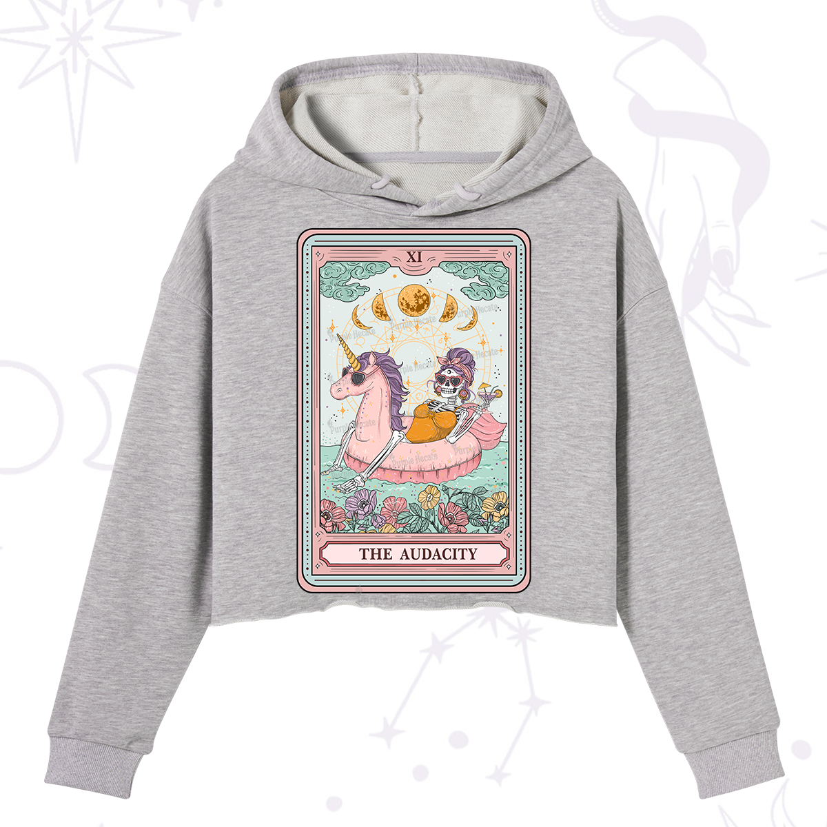 Purplehecate The Audacity Skeleton Tarot Card Crop Hoodie