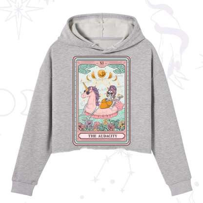 Purplehecate The Audacity Skeleton Tarot Card Crop Hoodie