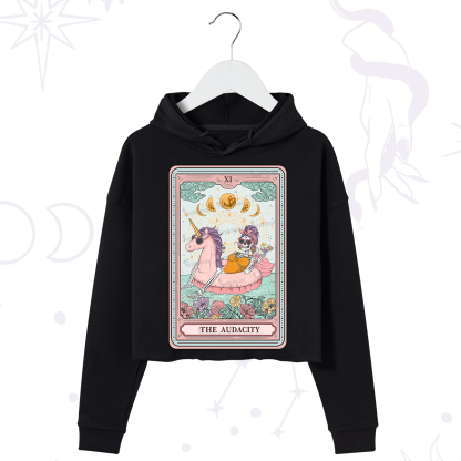 Purplehecate The Audacity Skeleton Tarot Card Crop Hoodie
