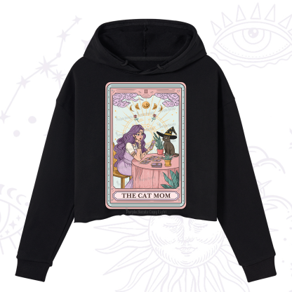 Purplehecate The Witchy Cat Mom Tarot Crop Hoodie