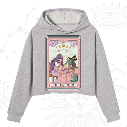 Purplehecate The Witchy Cat Mom Tarot Crop Hoodie