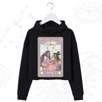 Purplehecate The Witchy Cat Mom Tarot Crop Hoodie