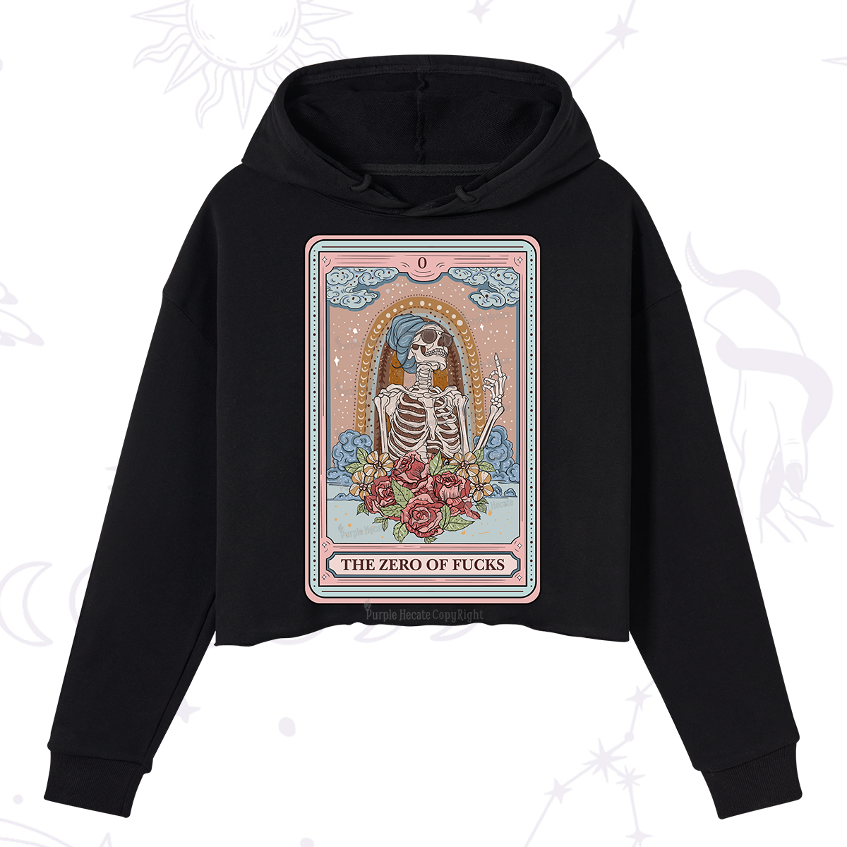 Purplehecate The Zero Of Fucks Tarot Card Crop Hoodie
