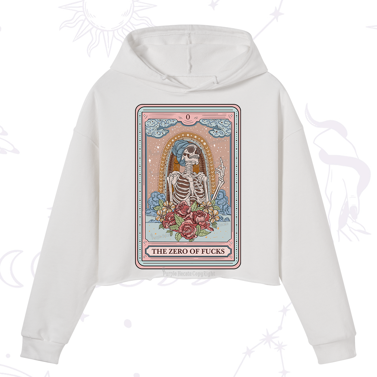 Purplehecate The Zero Of Fucks Tarot Card Crop Hoodie