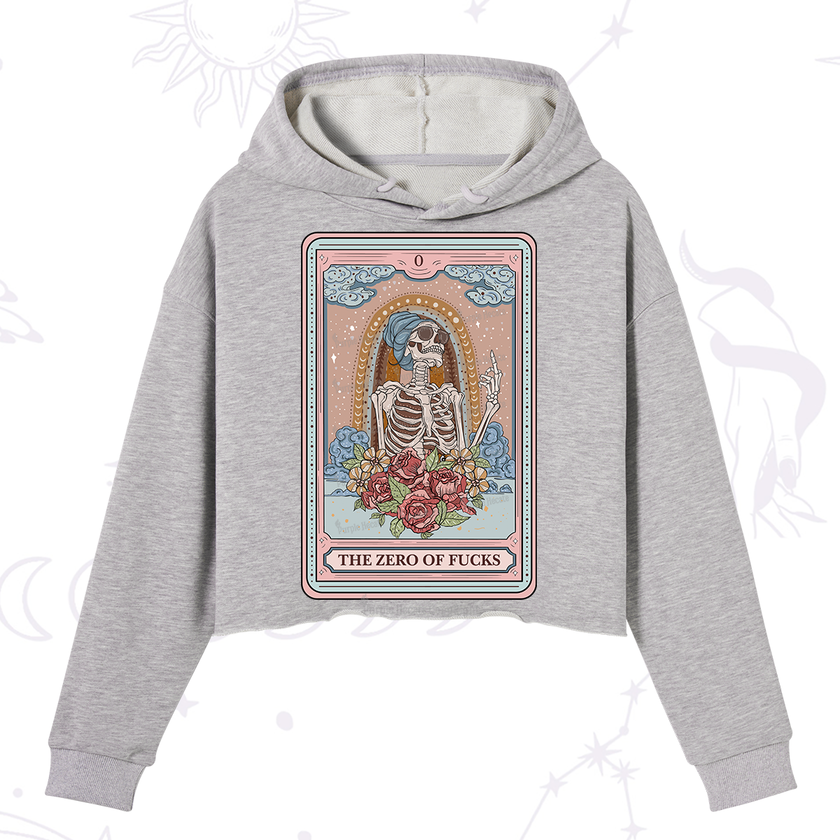 Purplehecate The Zero Of Fucks Tarot Card Crop Hoodie