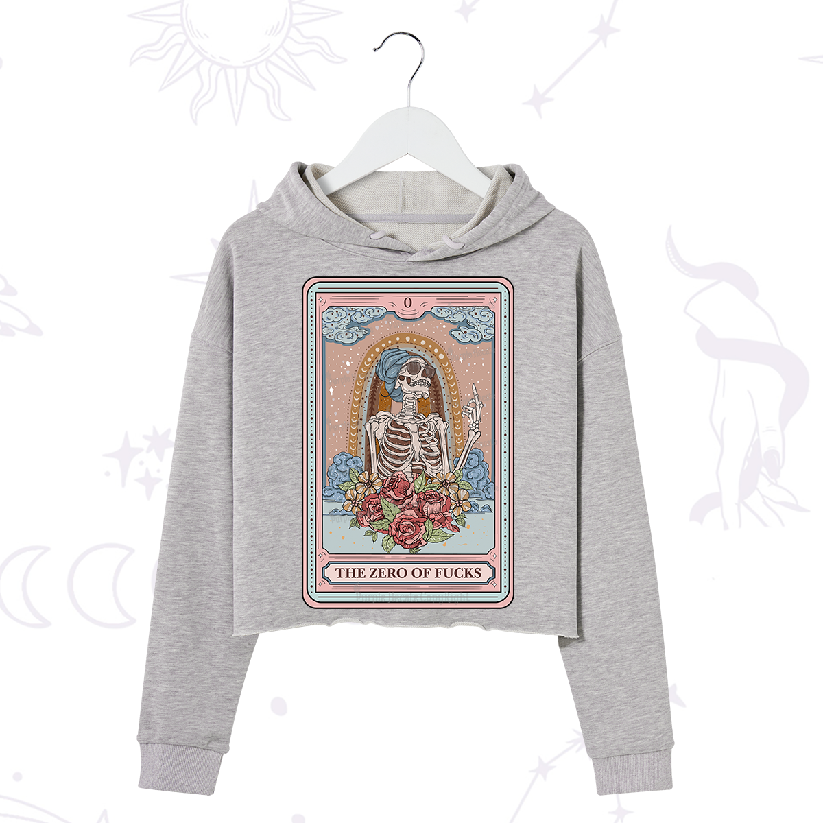Purplehecate The Zero Of Fucks Tarot Card Crop Hoodie
